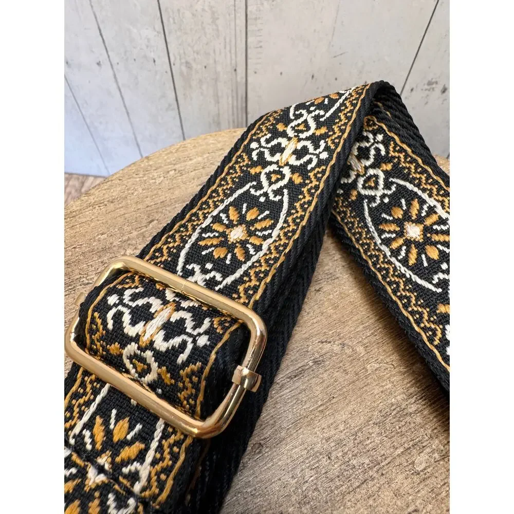 Autumn Purse Strap Black Brown Bag Strap Boho Crossbody Purse Strap